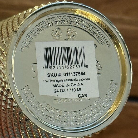 STARBUCKS Christmas Holiday 2022 Gold Bling Studded VENTI 24 oz TUMBLER Cold Cup - Picture 7 of 10